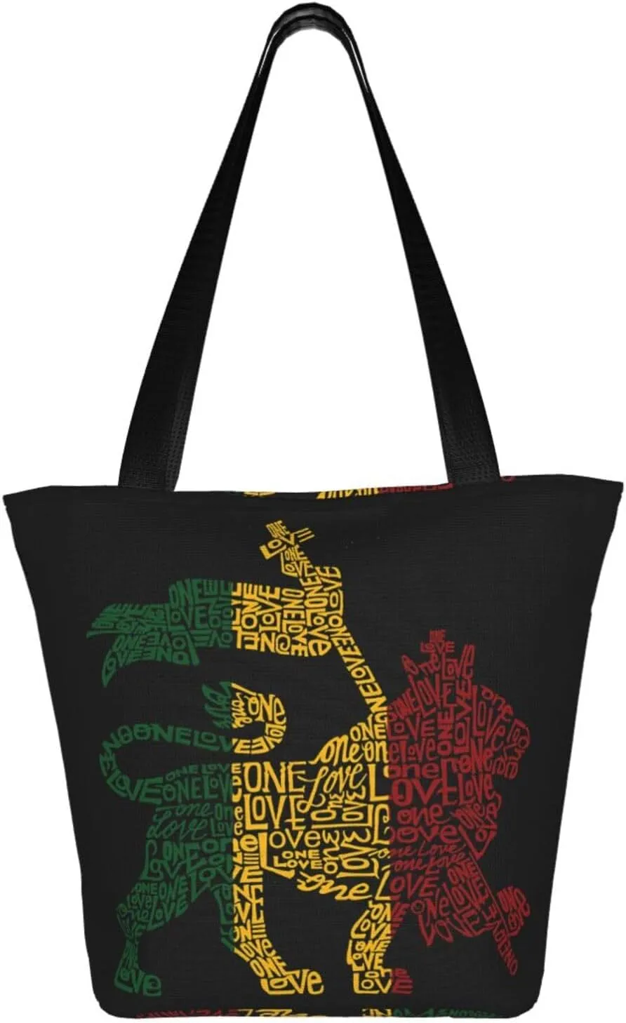 Jamaican Rasta Reggae Judah Lion Women's Tote Bag Shoulder Bag Shopping Handbag Large Capacity Handbag With Zipper