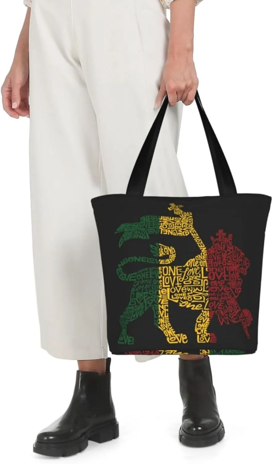 Jamaican Rasta Reggae Judah Lion Women's Tote Bag Shoulder Bag Shopping Handbag Large Capacity Handbag With Zipper
