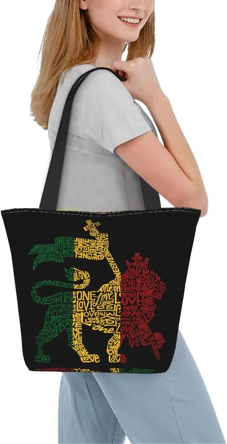 Jamaican Rasta Reggae Judah Lion Women's Tote Bag Shoulder Bag Shopping Handbag Large Capacity Handbag With Zipper