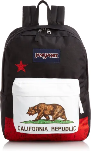 JanSport SuperBreak One Backpack - Durable, Lightweight Bag with 1 Main Compartment, Front Utility Pocket with Built-in Organizer, Premium Backpack, Red New California Republic
