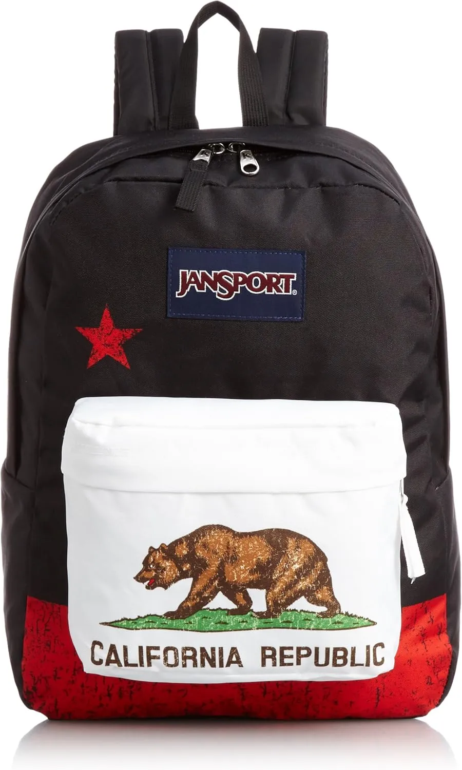 JanSport SuperBreak One Backpack - Durable, Lightweight Bag with 1 Main Compartment, Front Utility Pocket with Built-in Organizer, Premium Backpack, Red New California Republic