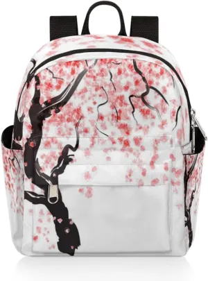 Japanese Cherry Blossom Mini Backpack Purse for Women, Lightweight Small Backpack Casual Travel Daypack for Girls Children Teens Adult School Bag