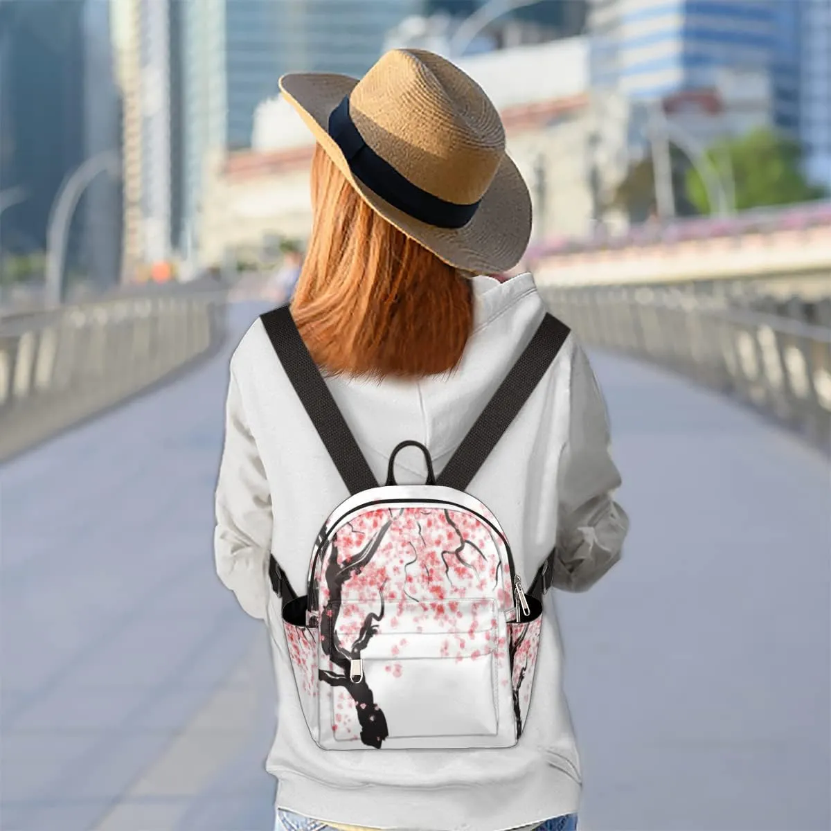 Japanese Cherry Blossom Mini Backpack Purse for Women, Lightweight Small Backpack Casual Travel Daypack for Girls Children Teens Adult School Bag