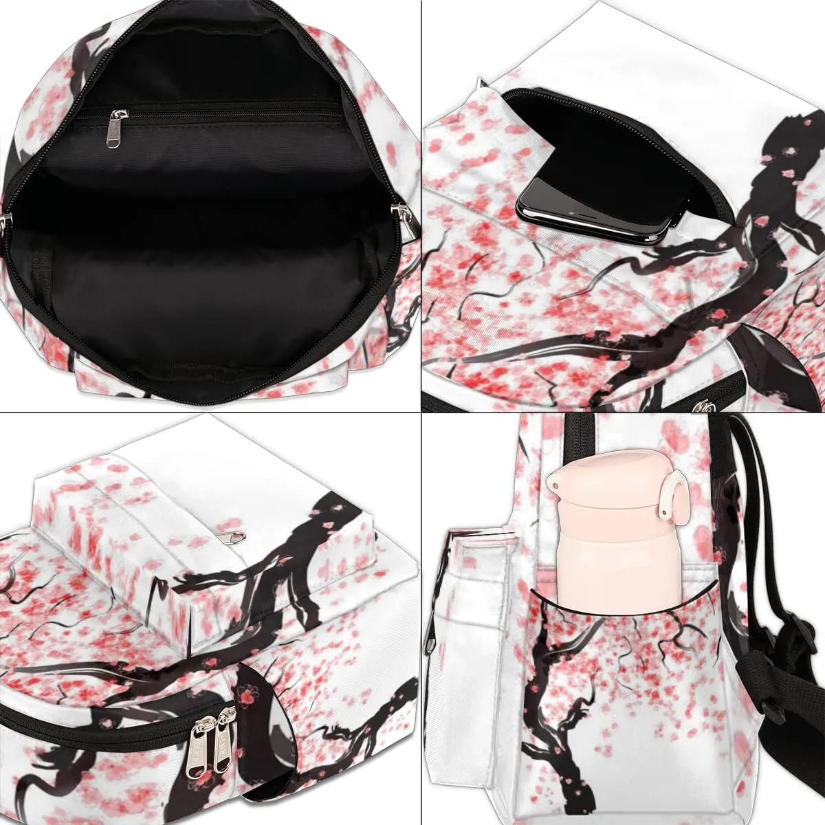 Japanese Cherry Blossom Mini Backpack Purse for Women, Lightweight Small Backpack Casual Travel Daypack for Girls Children Teens Adult School Bag