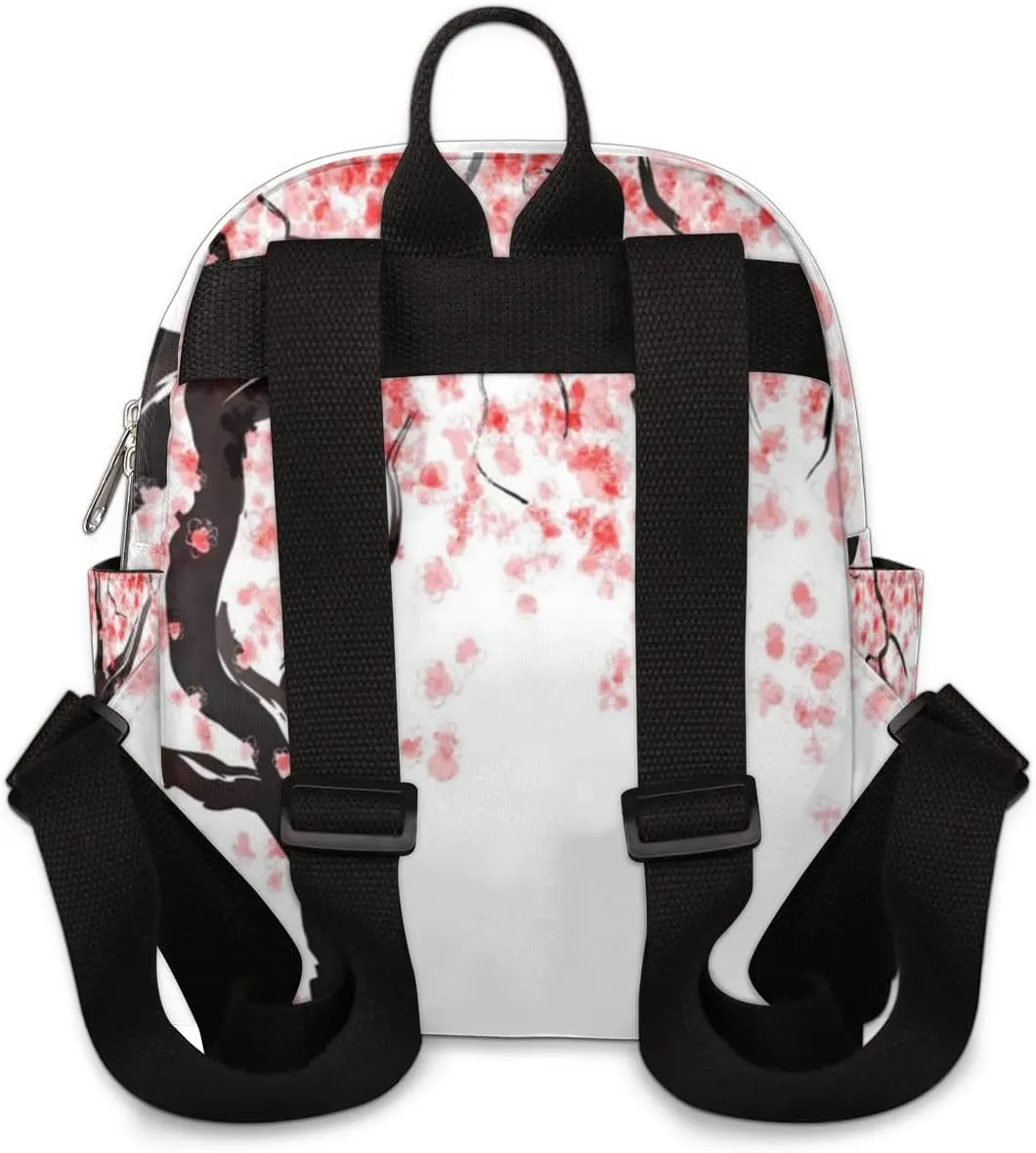 Japanese Cherry Blossom Mini Backpack Purse for Women, Lightweight Small Backpack Casual Travel Daypack for Girls Children Teens Adult School Bag