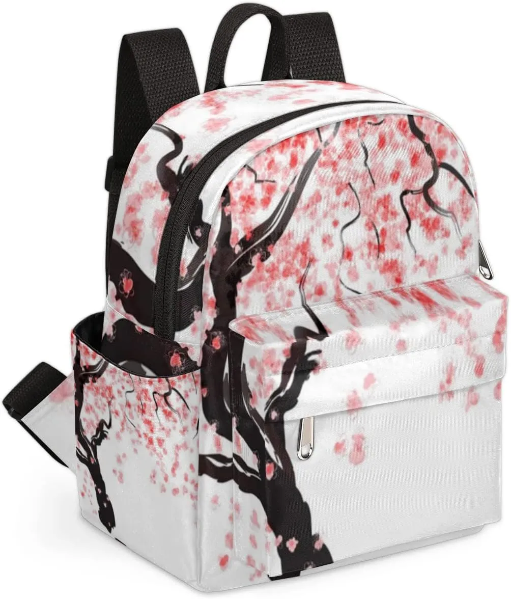 Japanese Cherry Blossom Mini Backpack Purse for Women, Lightweight Small Backpack Casual Travel Daypack for Girls Children Teens Adult School Bag