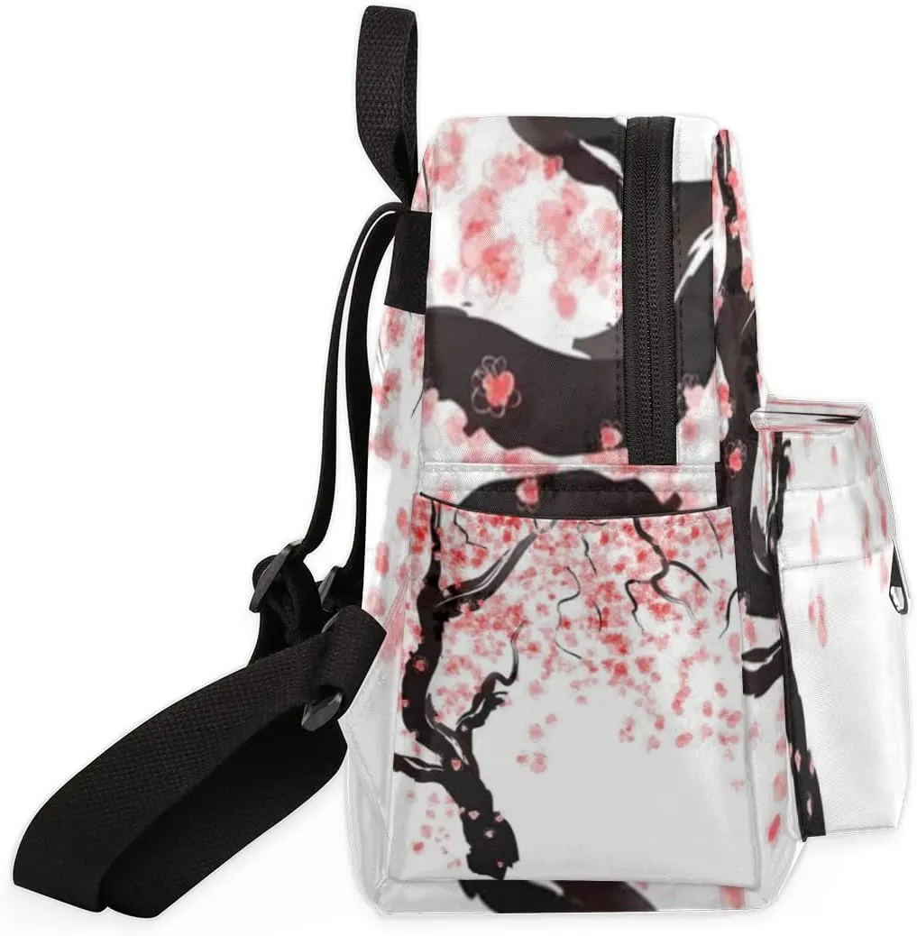 Japanese Cherry Blossom Mini Backpack Purse for Women, Lightweight Small Backpack Casual Travel Daypack for Girls Children Teens Adult School Bag