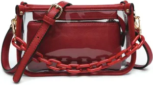 Jessica Vegan Clear Bag for Women Stadium Approved Crossbody Purses for Concerts Sports Events