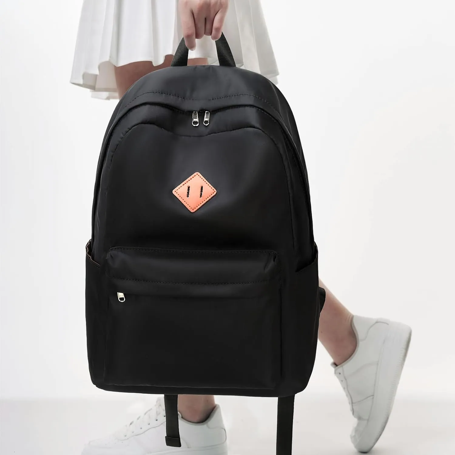 JIANYA Black Backpack for School, Kids' Backpacks Lightweight School Bag for Girls Boys Teens, Classic Water Resistant