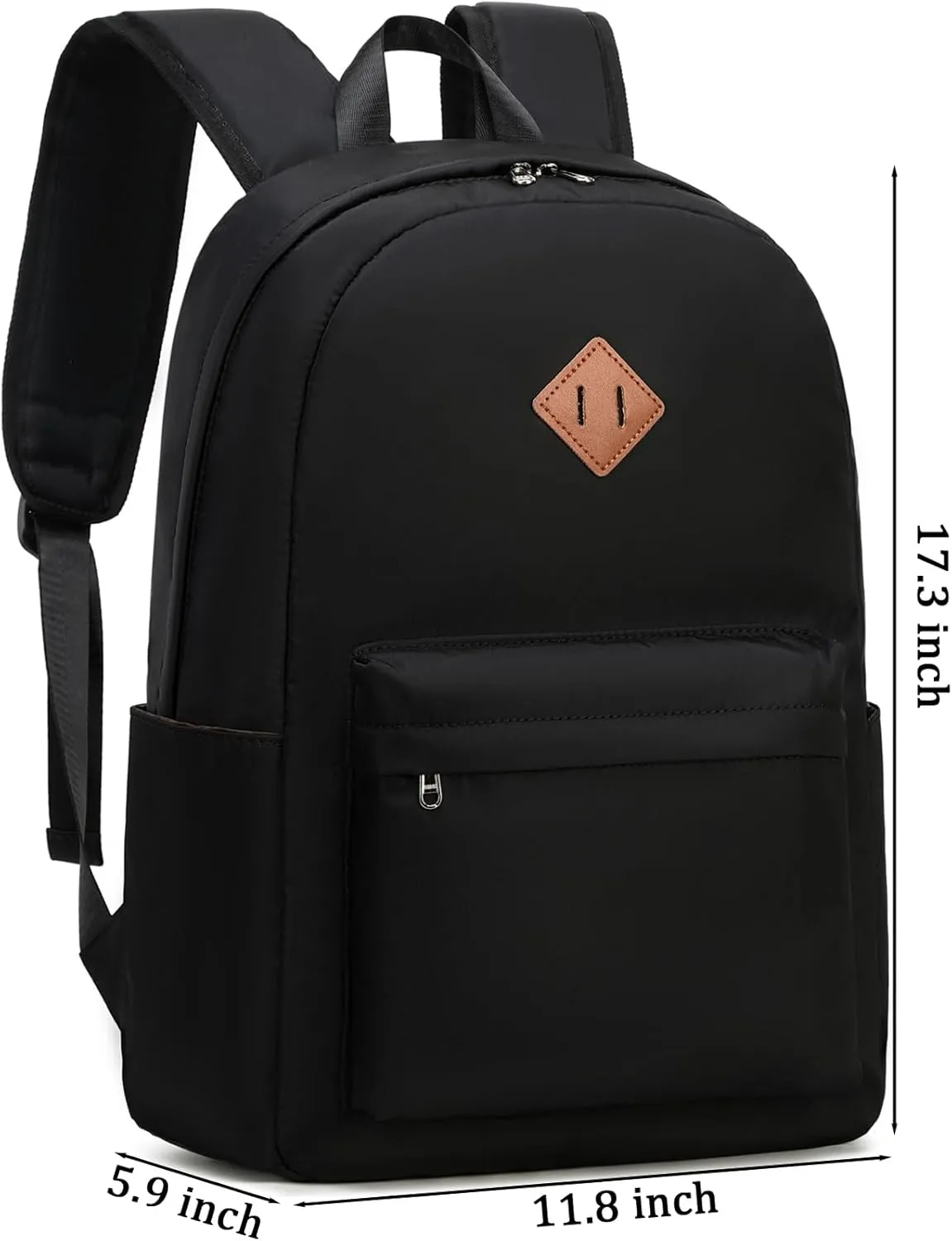 JIANYA Black Backpack for School, Kids' Backpacks Lightweight School Bag for Girls Boys Teens, Classic Water Resistant
