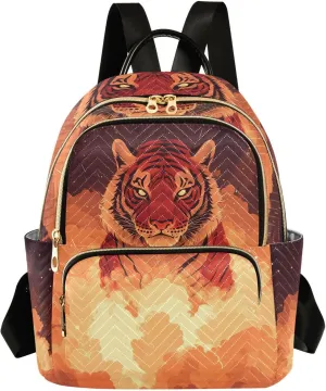 JIPONI Tiger Flame Small Backpack for Women, Travel Purse Back Pack, Casual Daypack, Lightweight Bag-S