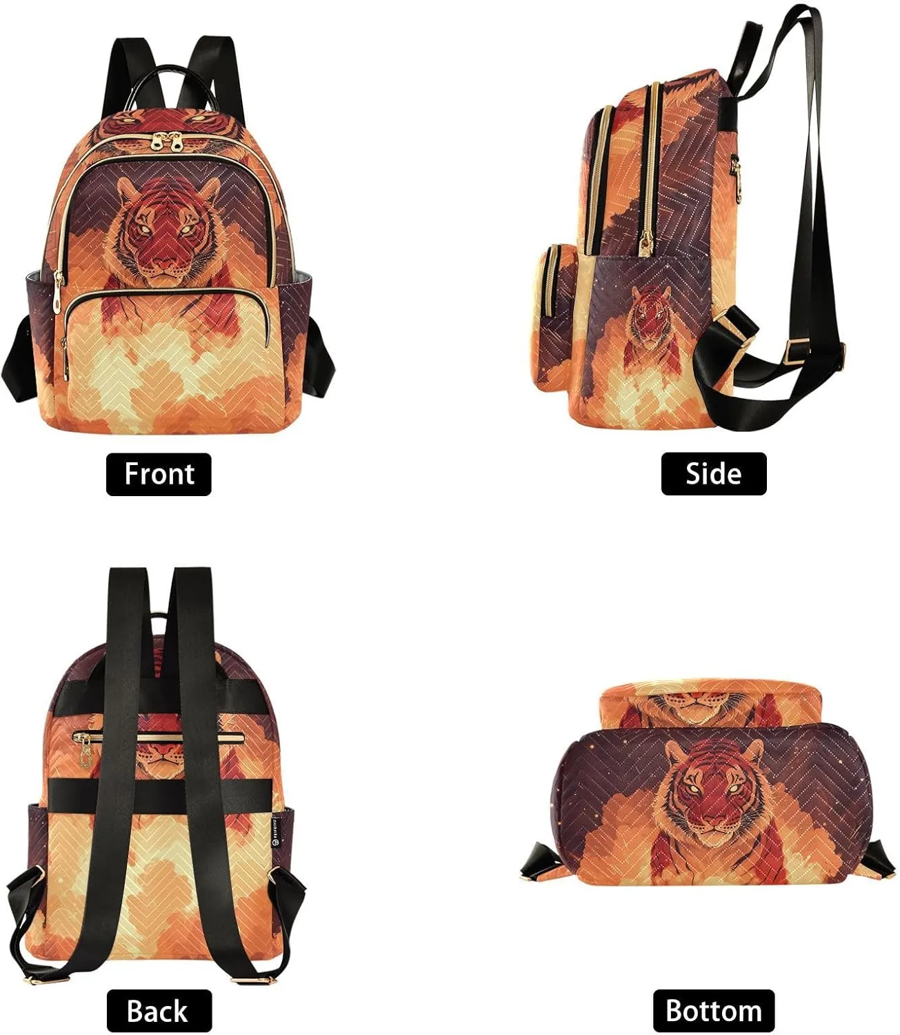 JIPONI Tiger Flame Small Backpack for Women, Travel Purse Back Pack, Casual Daypack, Lightweight Bag-S