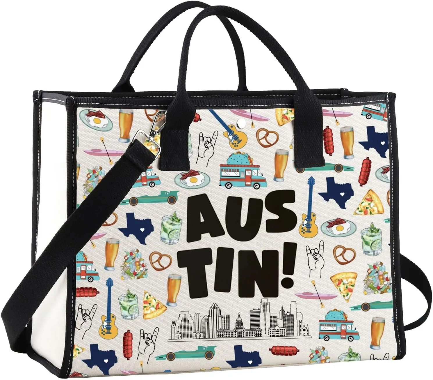 JNIAP Austin Texas Tote Bag Austin Trip Gifts Austin Souvenirs Gifts Austin Texas Shoulder Bag Austin Grocery Bag