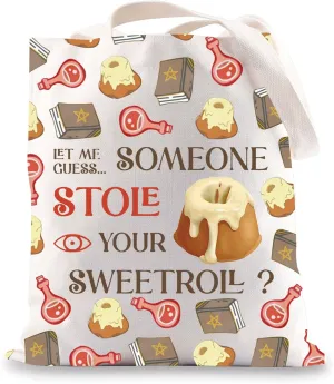 JNIAP Sweetroll Tote Bag Sweetroll Gift RPG Video Gamer Gift Let Me Guess Someone Stole Your Sweetroll Shoulder Bag
