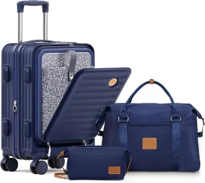 Joyway Carry on Luggage 20 Inch with Front Pocket, PC Hardside Expandable Luggage Set 2 Piece with TSA Lock and Spinner Wheels, Blue