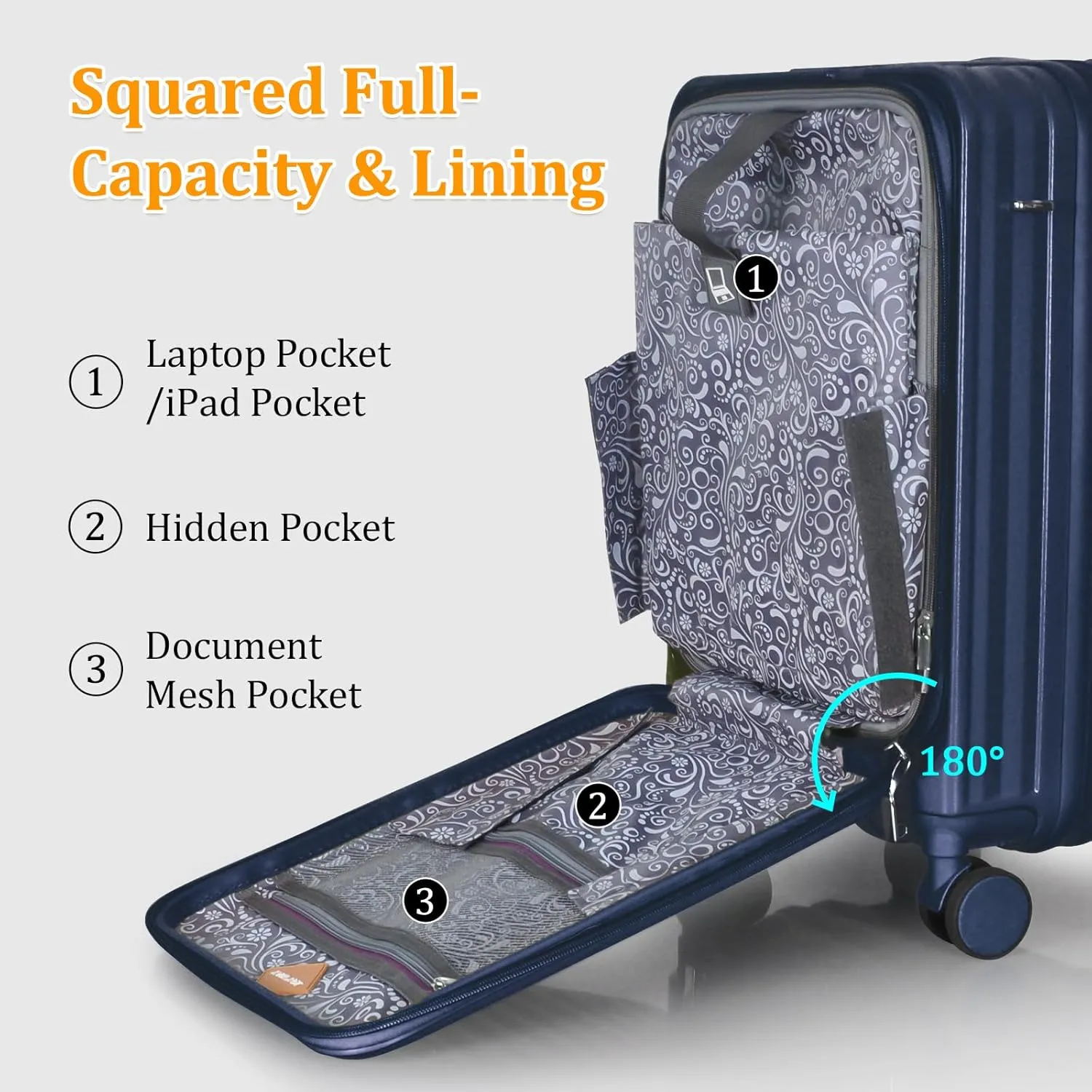 Joyway Carry on Luggage 20 Inch with Front Pocket, PC Hardside Expandable Luggage Set 2 Piece with TSA Lock and Spinner Wheels, Blue
