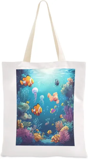 JSTEL Canvas Tote Bag for Women with Pocket,Canvas Tote Purse Shopping Bag