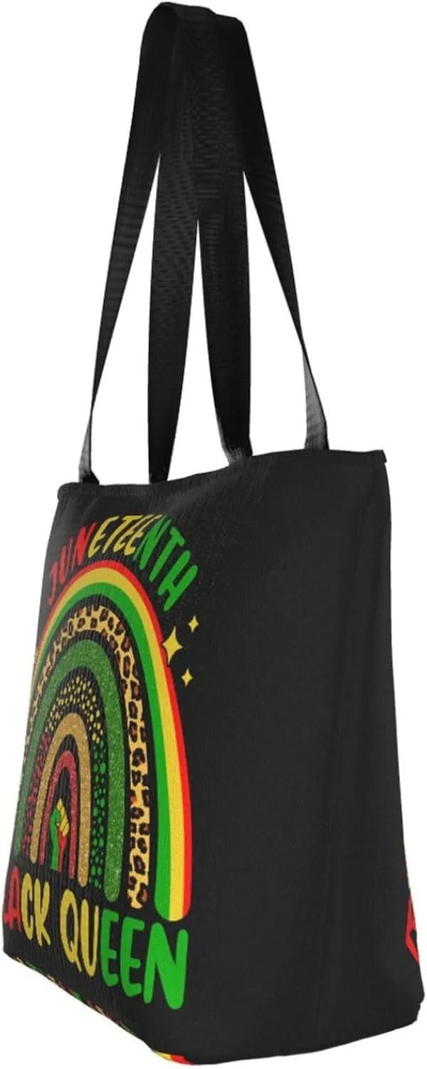 Juneteenth Heart Love Women's Tote Bag Lightweight Shopping Handbag Travel Shoulder Bag With Zipper