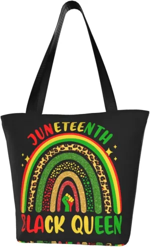 Juneteenth Heart Love Women's Tote Bag Lightweight Shopping Handbag Travel Shoulder Bag With Zipper