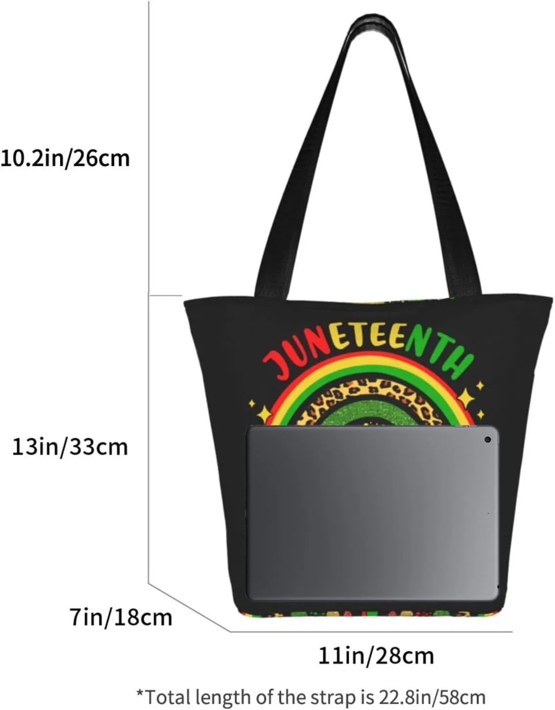 Juneteenth Heart Love Women's Tote Bag Lightweight Shopping Handbag Travel Shoulder Bag With Zipper
