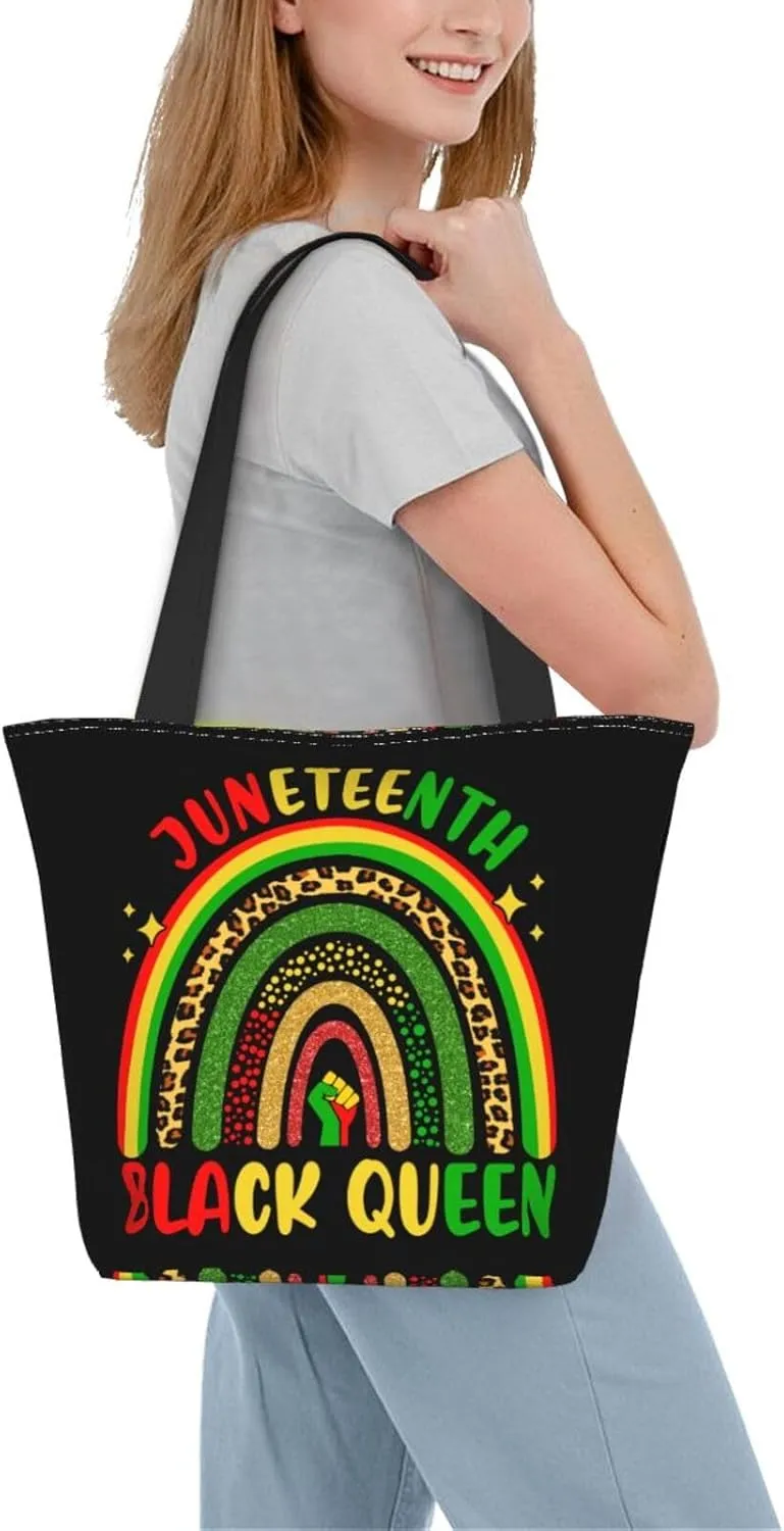 Juneteenth Heart Love Women's Tote Bag Lightweight Shopping Handbag Travel Shoulder Bag With Zipper