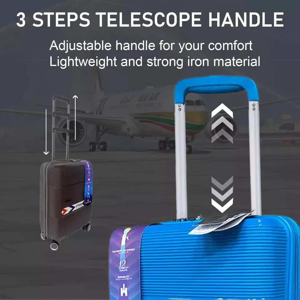 Justpack Pl106-  PP unbreakable 8 wheels Cabin Luggage - Navy