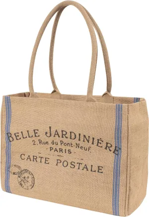 KAF Home Jute Market Tote Bag, Belle Jardiniere Print, Durable Handle, Reinforced Bottom and Interior Zipper Pocket