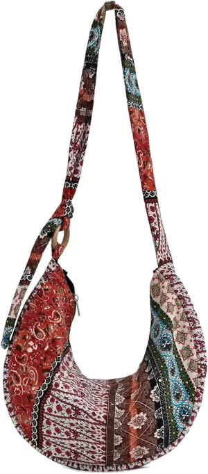 KARRESLY Women's Sling Crossbody Bag Ethnic Style Shoulder Bag with Adjustable Strap