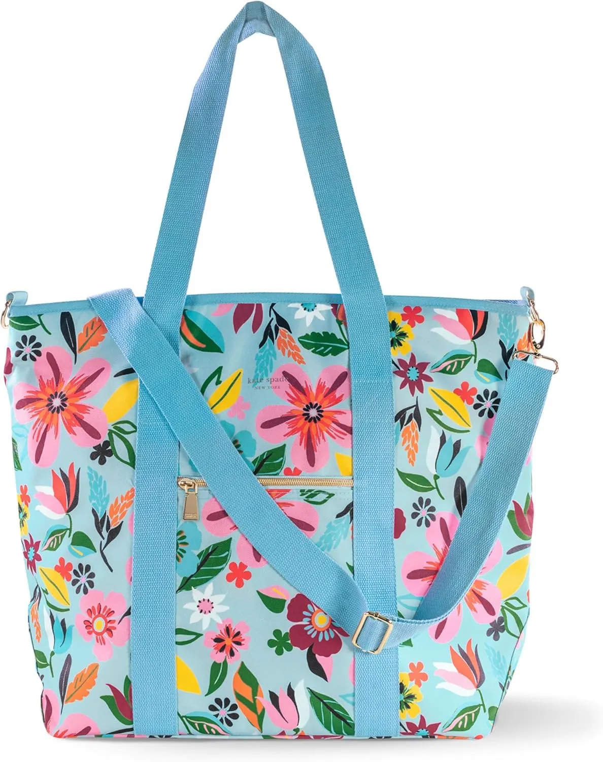 kate spade new york Large Capacity Insulated Cooler Tote Bag, Soft Sided Portable Beach Cooler for Women with Shoulder Strap, Safari Floral