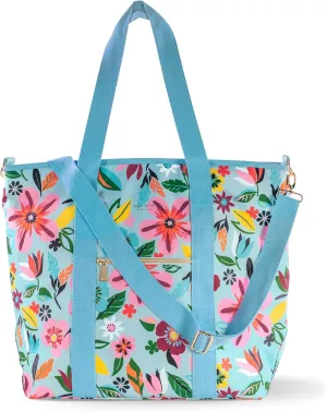 kate spade new york Large Capacity Insulated Cooler Tote Bag, Soft Sided Portable Beach Cooler for Women with Shoulder Strap, Safari Floral