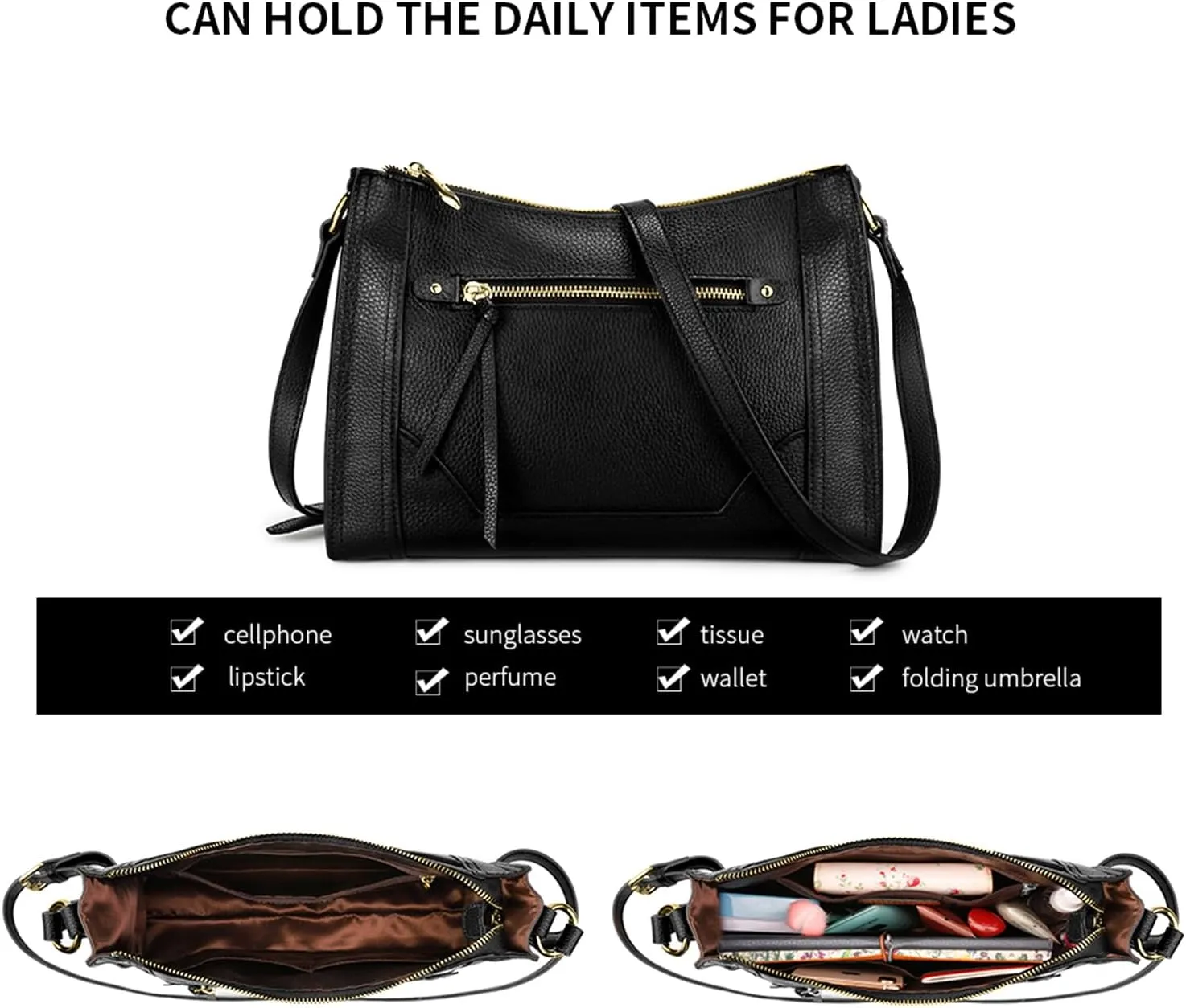 Kattee Leather Purses and Handbags for Women Crossbody Stachel Shoulder Bags
