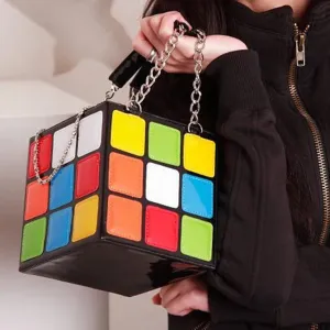 Kawaii Cube Charm 💖✨ – Trendy Mini Handbag with Chic Chains | Cute PU Leather Tote for Stylish Women 🌸🥳