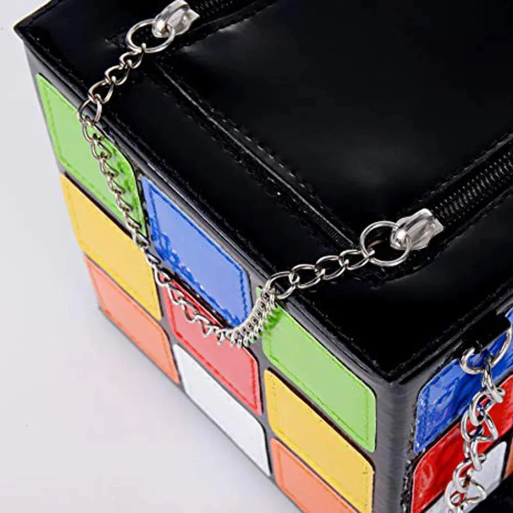 Kawaii Cube Charm 💖✨ – Trendy Mini Handbag with Chic Chains | Cute PU Leather Tote for Stylish Women 🌸🥳