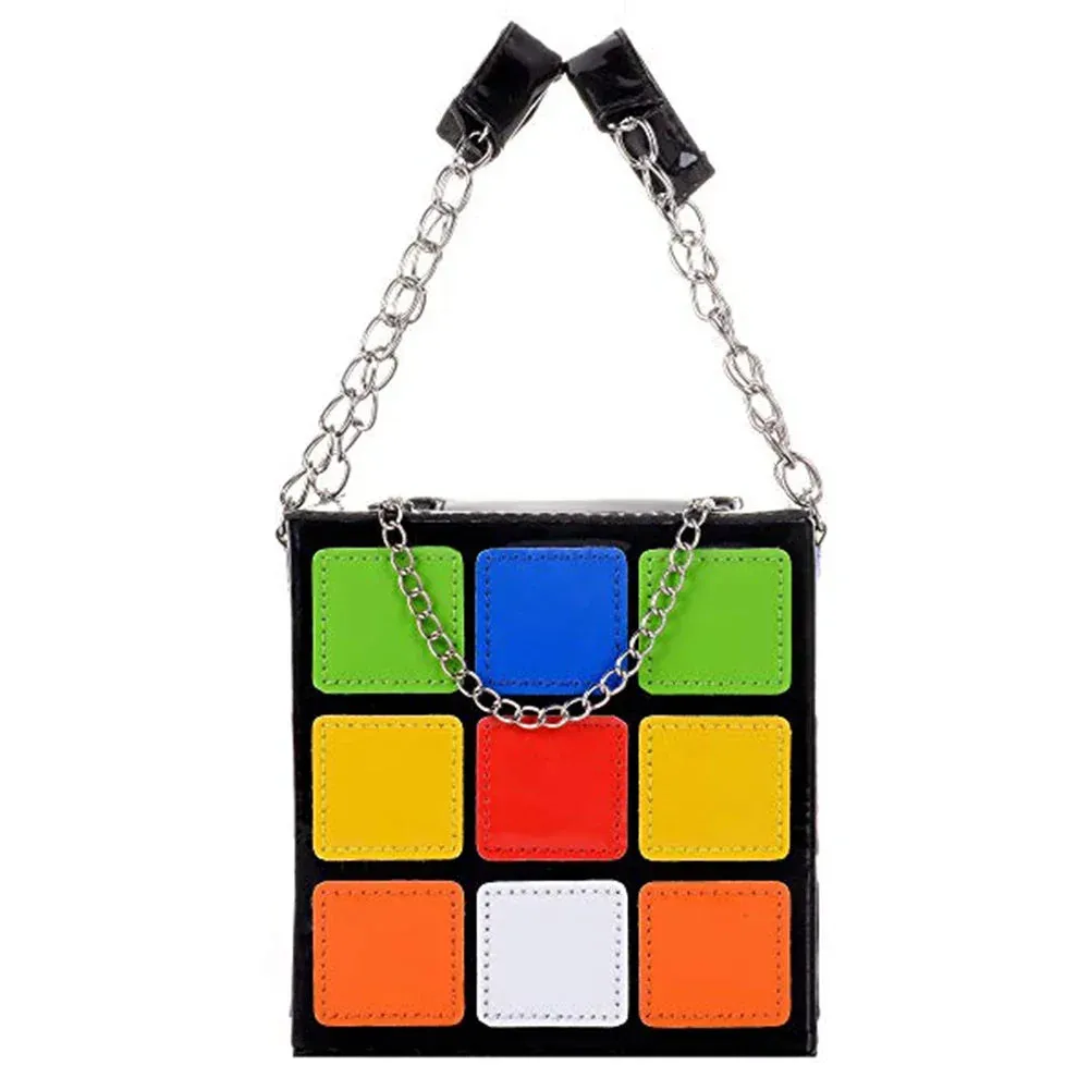 Kawaii Cube Charm 💖✨ – Trendy Mini Handbag with Chic Chains | Cute PU Leather Tote for Stylish Women 🌸🥳