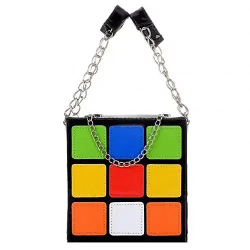 Kawaii Cube Charm 💖✨ – Trendy Mini Handbag with Chic Chains | Cute PU Leather Tote for Stylish Women 🌸🥳