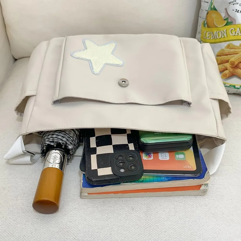 Kawaii Messenger Bag Cute Crossbody Bag Kawaii Aesthetic Shoulder Bag for Women Canvas Flap Messenger Bag