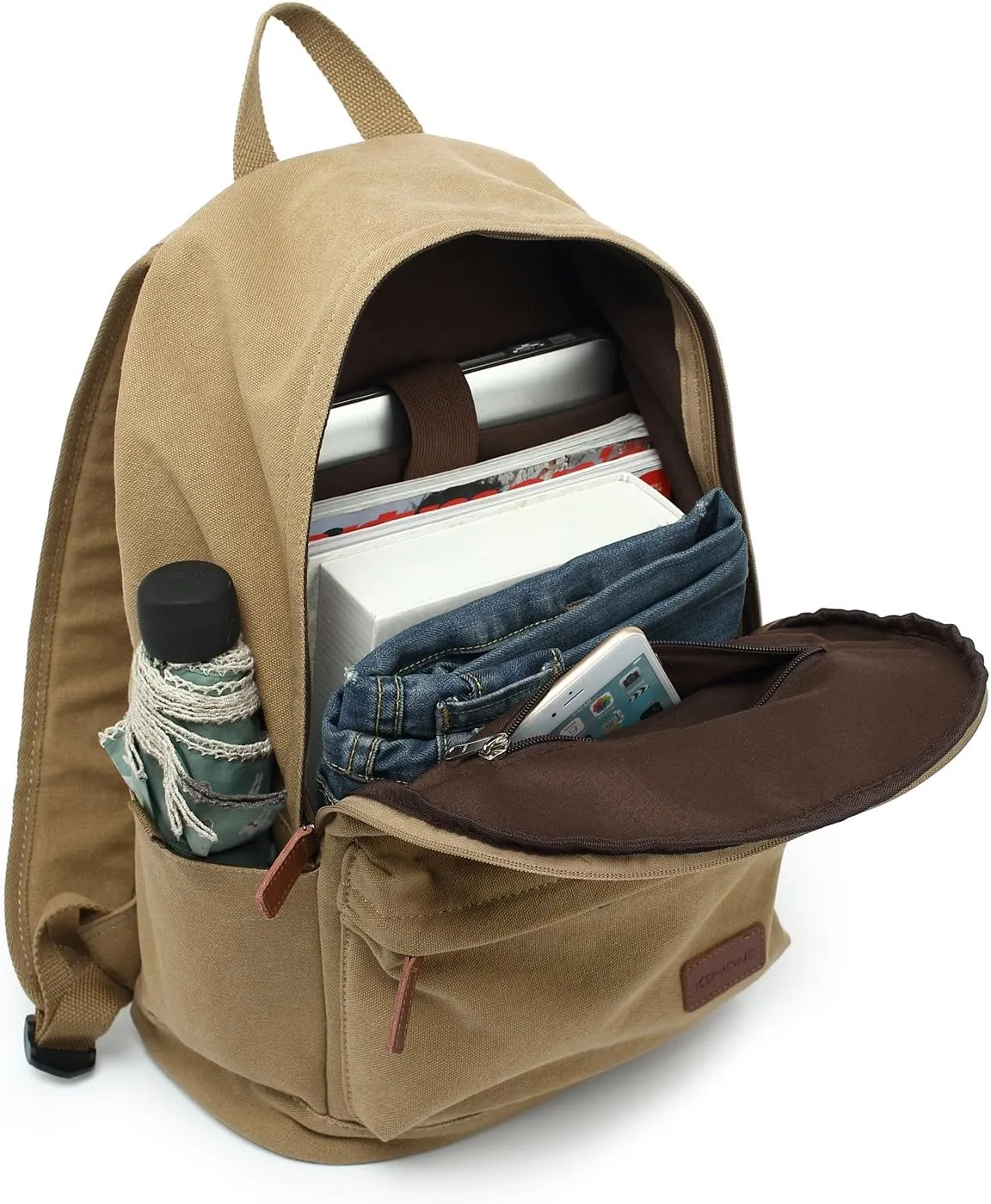 kayond Casual Style Lightweight canvas Laptop Bag/Durable Travel backpacks/Rucksack for Men&Women/Fashion Backpack Fits 15 inch Notebook (Khaki)