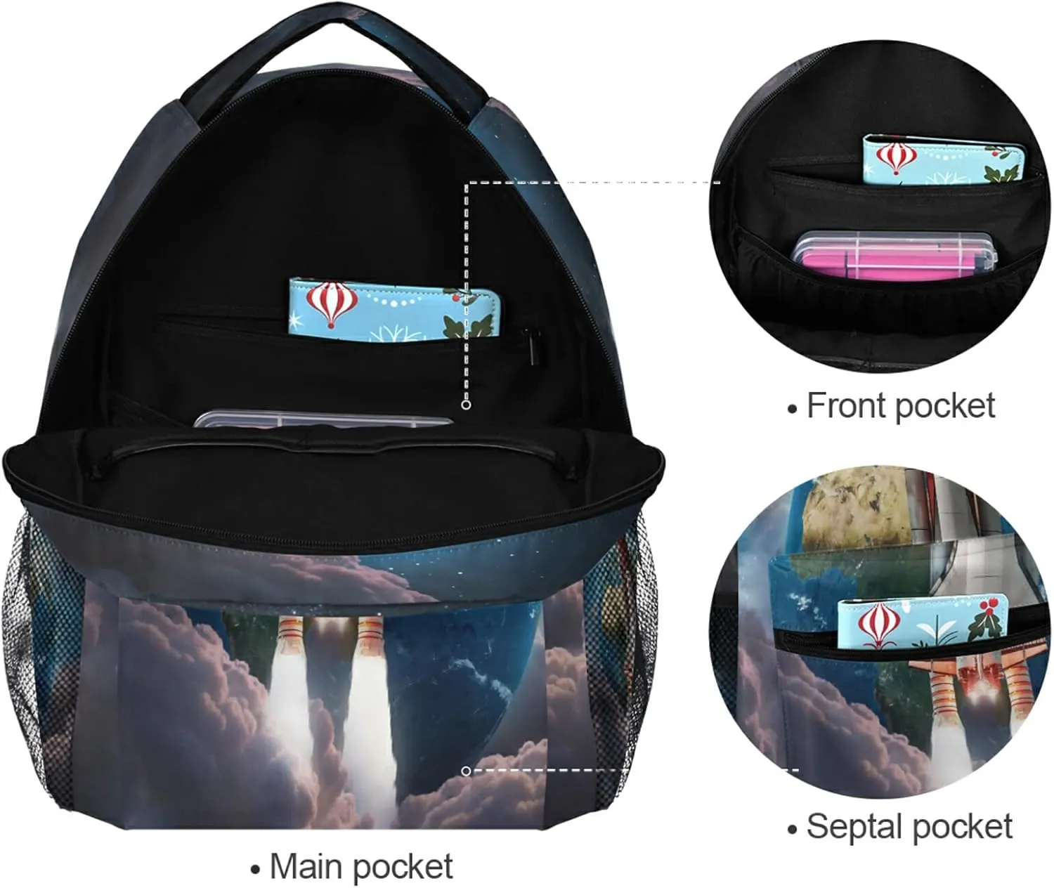 Kcldeci Space Shuttle Laptop Backpack Student Backpacks School Bag Bookbag Travel Daypack Shoulder Bag Fits 14inch Laptop