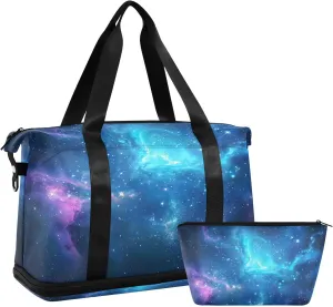 Kigai Milky Way Travel Duffle Bag for Women & Men Waterproof Sports Tote Gym Bag Shoulder Weekender Overnight Bag Carry on Luggage Bag with Shoe Compartment