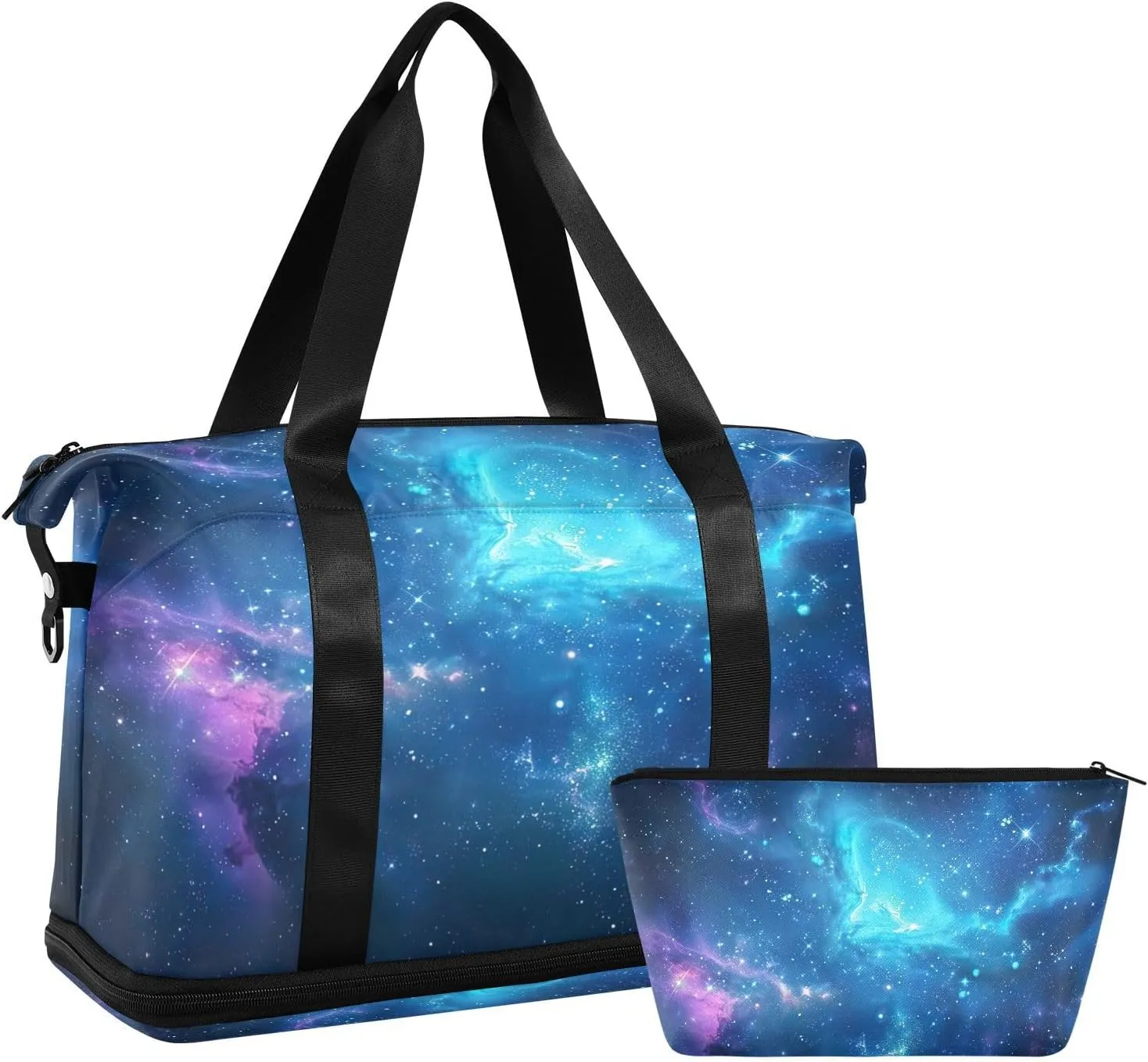 Kigai Milky Way Travel Duffle Bag for Women & Men Waterproof Sports Tote Gym Bag Shoulder Weekender Overnight Bag Carry on Luggage Bag with Shoe Compartment