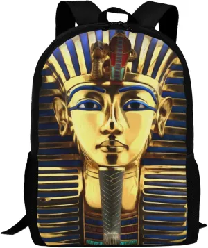 King Pharaoh Tutankhamun Egypt Egyptian Backpack,Lightweight School College Bookbag Casual Student Travel Laptop Daypack - 17inch