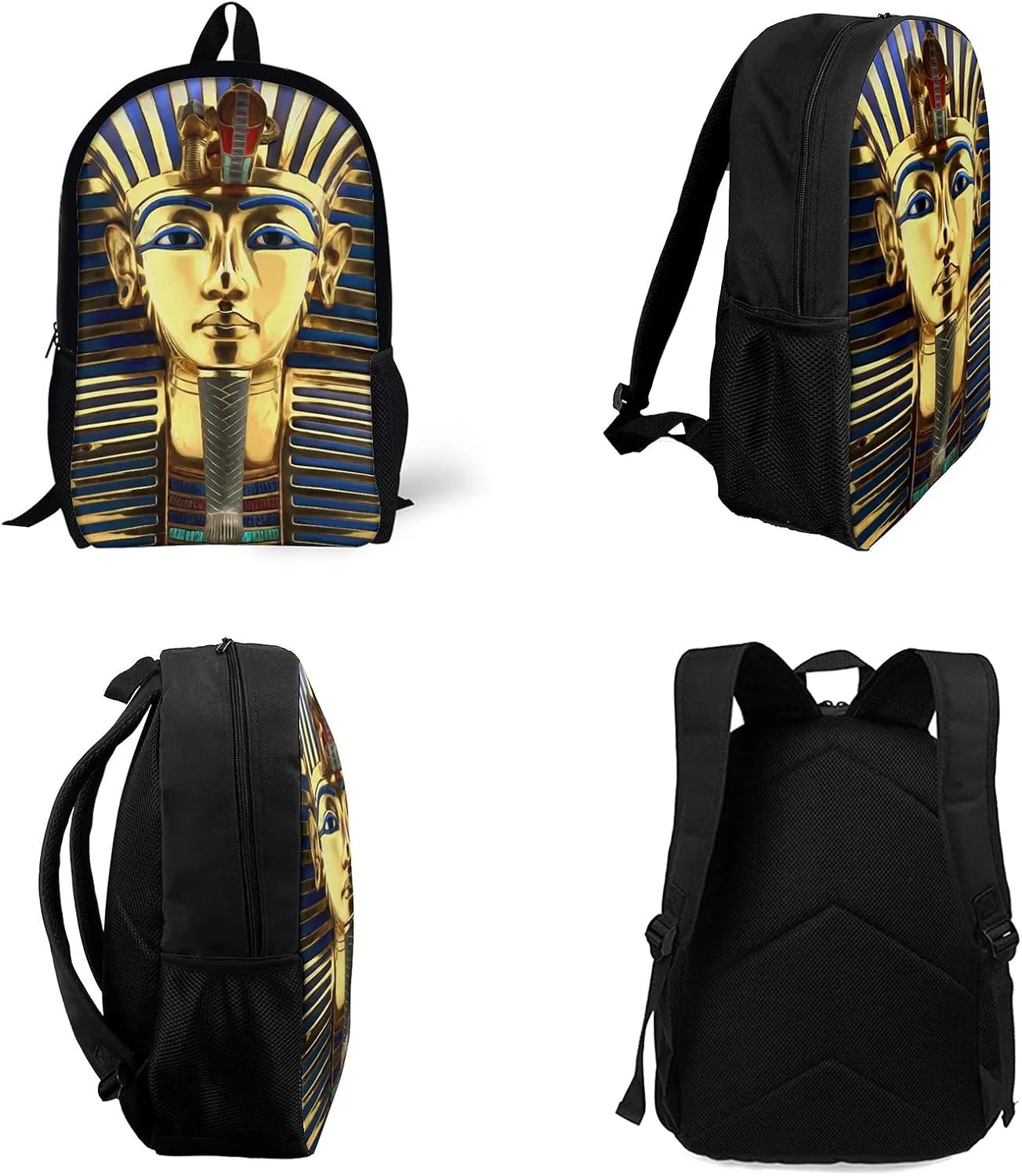 King Pharaoh Tutankhamun Egypt Egyptian Backpack,Lightweight School College Bookbag Casual Student Travel Laptop Daypack - 17inch
