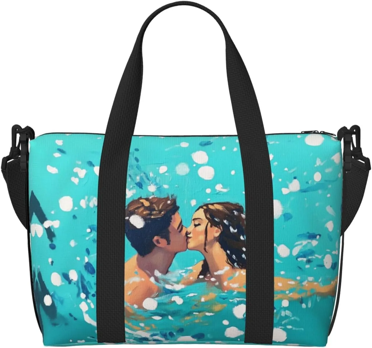 kiss in the pool print Travel Duffel Bag, Sports Tote Gym Bag, Swim Pool Bag Large Shoulder Tote Bag for Beach Weekender