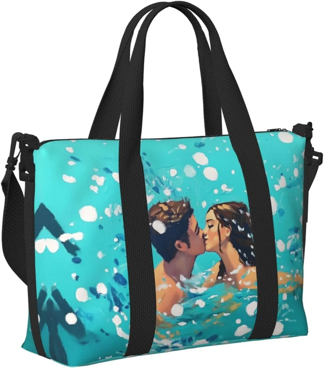 kiss in the pool print Travel Duffel Bag, Sports Tote Gym Bag, Swim Pool Bag Large Shoulder Tote Bag for Beach Weekender