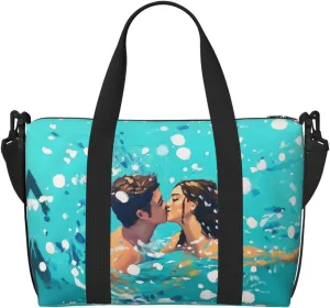 kiss in the pool print Travel Duffel Bag, Sports Tote Gym Bag, Swim Pool Bag Large Shoulder Tote Bag for Beach Weekender