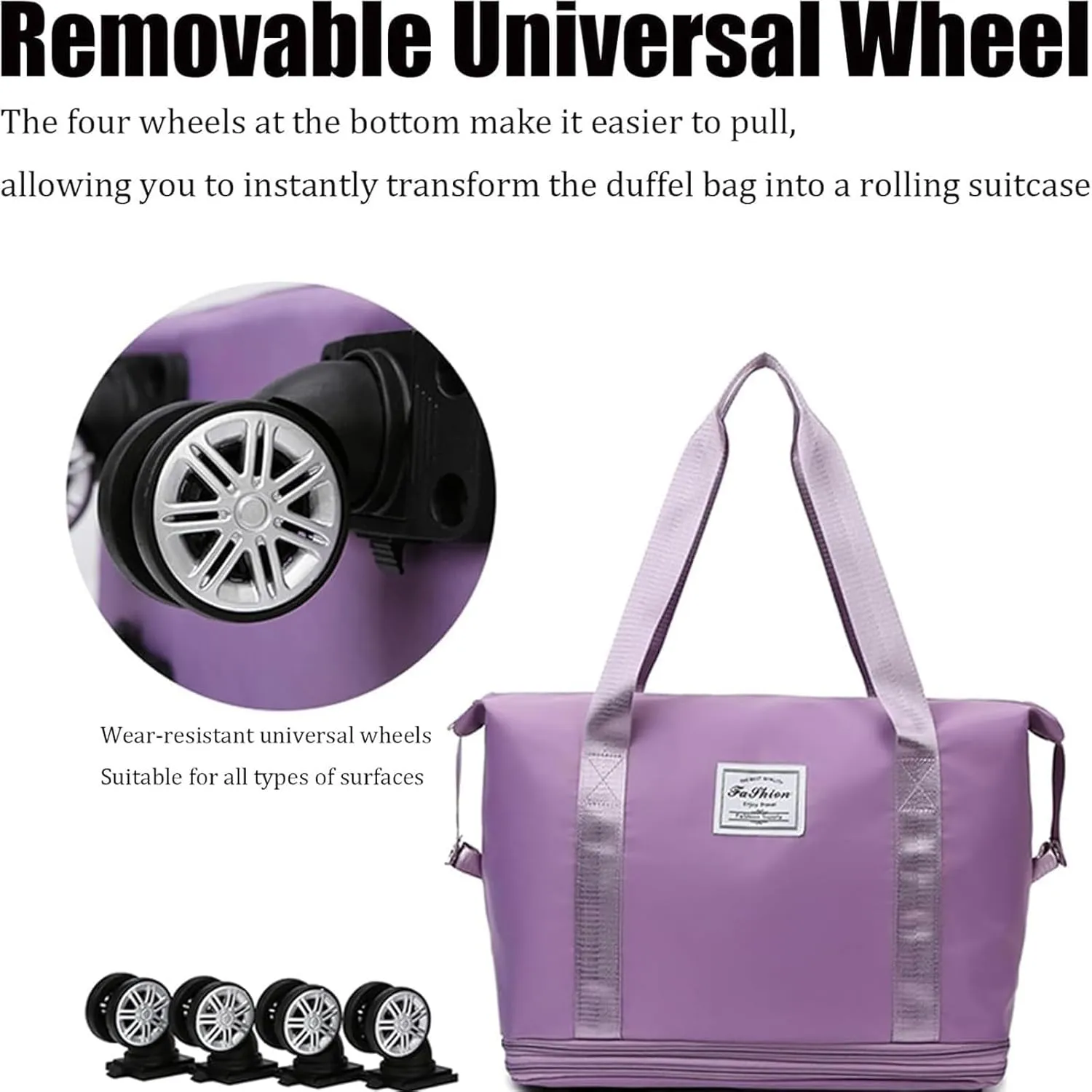 Klarson Expandable Bag with Wheels, Collapsible Luggage with Wheels, Expandable Rolling Duffel Bag (Gray)