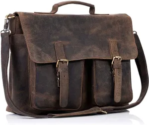 KomalC 16 Inch Leather briefcase Laptop Messenger Bags for Men and Women Best Office Satchel Bag