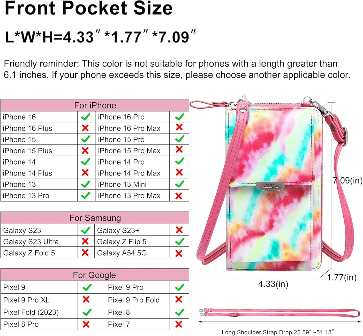 KUKOO Small Crossbody Bag Cell Phone Purse Wallet with Credit Card Slots for Women