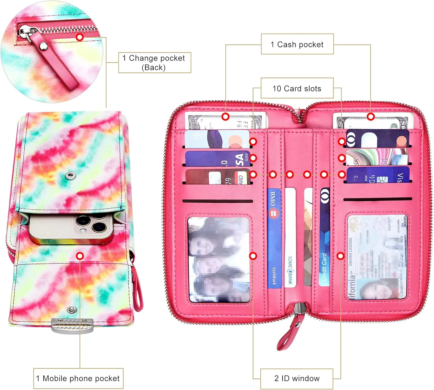 KUKOO Small Crossbody Bag Cell Phone Purse Wallet with Credit Card Slots for Women