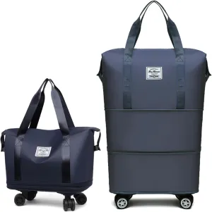 Kulken Travel Bag with Wheels, Kulken Travel Bag with Removable Wheels, 2025 New Large Capacity, Foldie Expandable - Lightweight Carry (Blue)